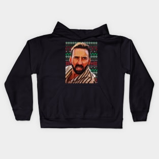 Nicolas Cage Pedro Pascal Meme - Ugly Xmas Part 1 Kids Hoodie